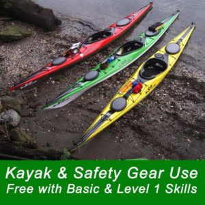 Kayak and Safety Gear Use Free with Basic and Level 1 Skills