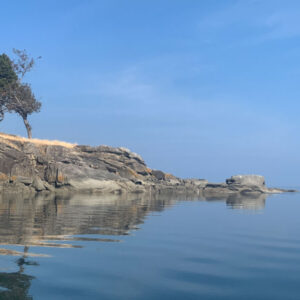 On the way to paddle through Boat Passage while circumnavigating Samuel Island